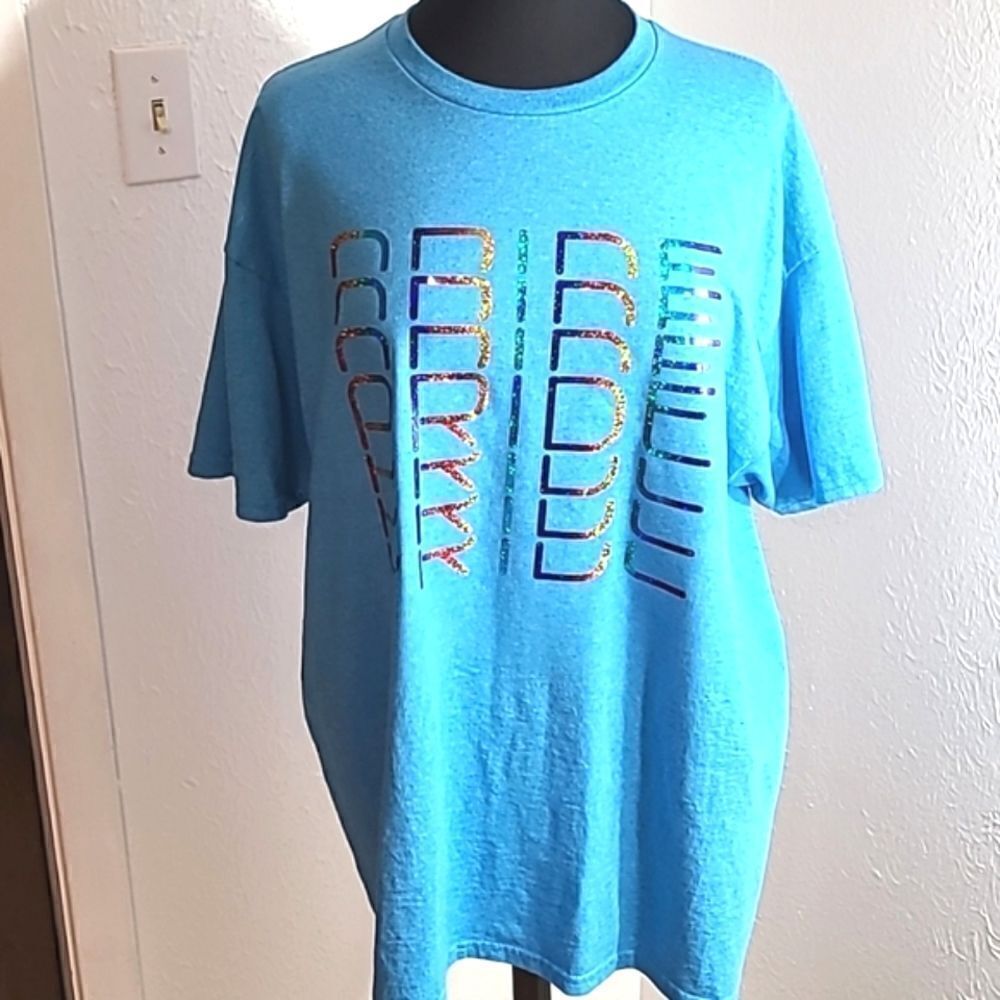 Pride-Blue T-Shirt with Holographic PRIDE on the front, Size XL,  NWOT